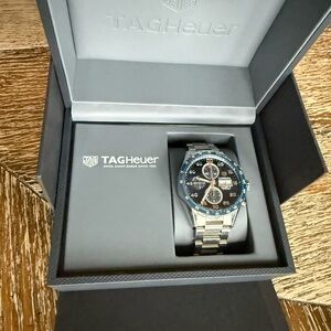 TAG Heuer Black and Silver Chronograph Watch
